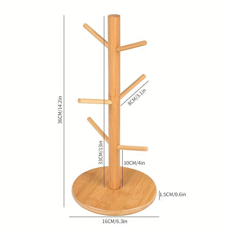 Bamboo Cup Holder Drain Rack Kitchen Storage Organizer