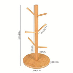 Bamboo Cup Holder Drain Rack Kitchen Storage Organizer