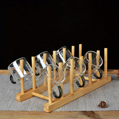 Bamboo Cup Holder Drain Rack Kitchen Storage Organizer