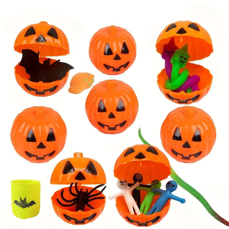 1pc Halloween Candy Box Pumpkin Shaped Plastic Funny Box Candyjar With Lid