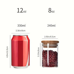 12pcs Glass Jar with Bamboo Cover Seasoning Container