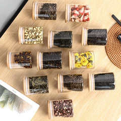 12pcs Glass Jar with Bamboo Cover Seasoning Container