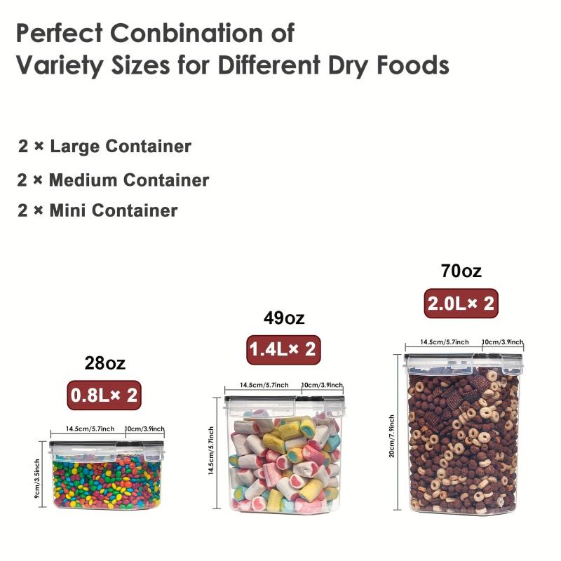 6pc BPA-Free Airtight Food Storage Containers w/ Lids & Labels
