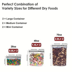 6pc BPA-Free Airtight Food Storage Containers w/ Lids & Labels