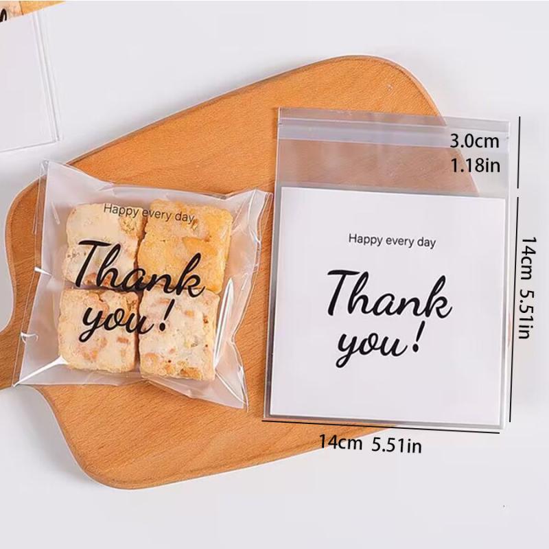 100 Thank You Biscuit Pastry Goodie Candy Bags