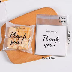 100 Thank You Biscuit Pastry Goodie Candy Bags
