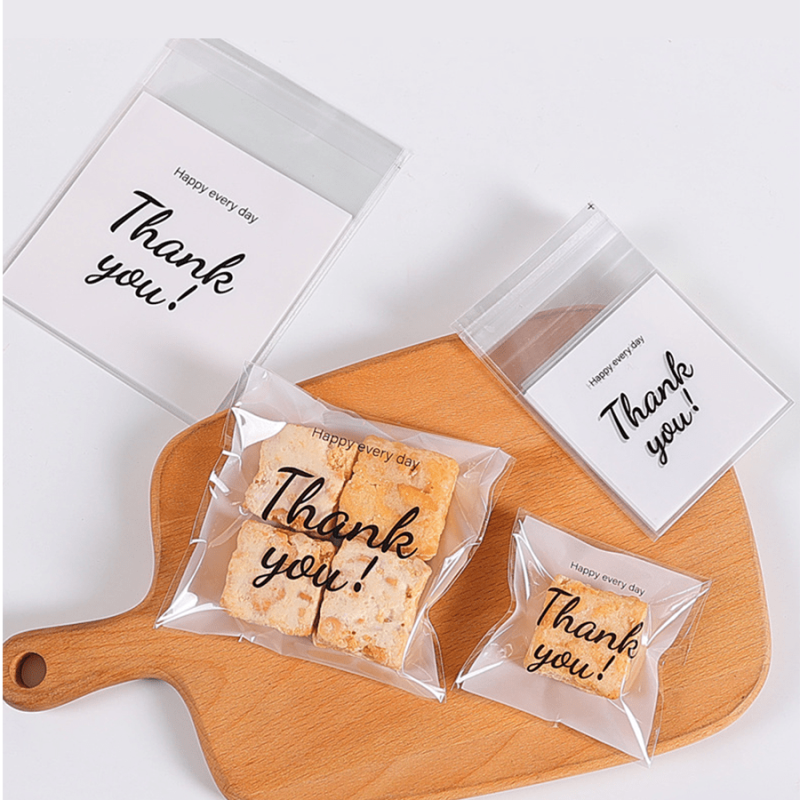 100 Thank You Biscuit Pastry Goodie Candy Bags