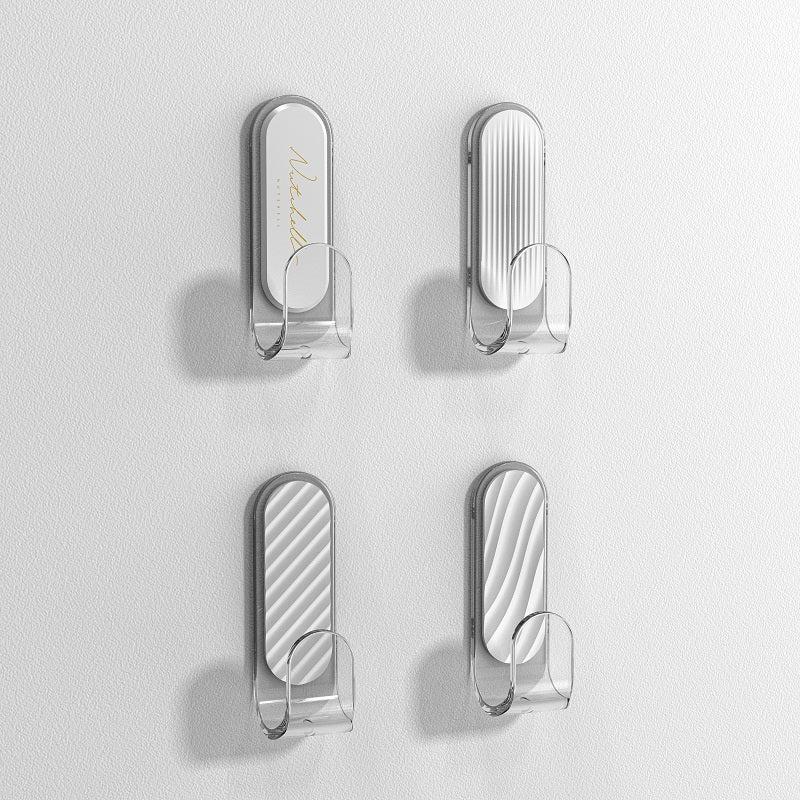 4pcs Punch Hooks Load-bearing Striped Hooks with Strong Adhesive
