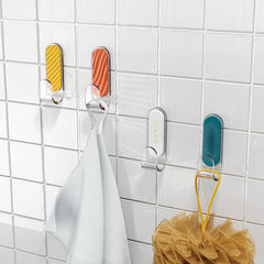 4pcs Punch Hooks Load-bearing Striped Hooks with Strong Adhesive