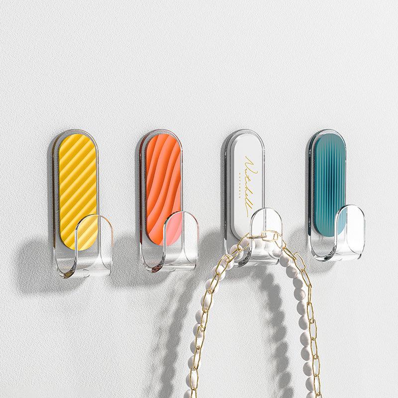 4pcs Punch Hooks Load-bearing Striped Hooks with Strong Adhesive