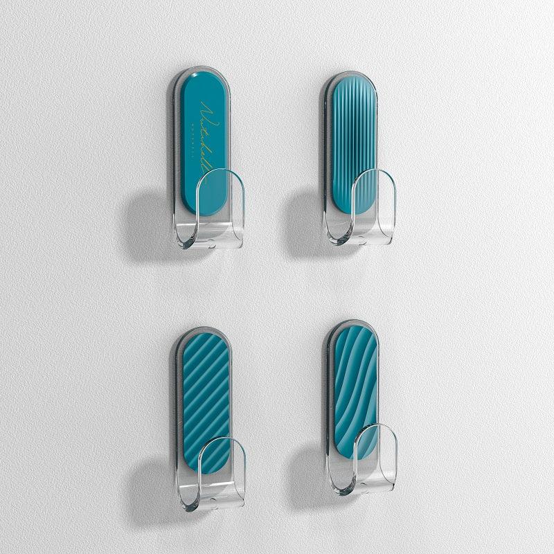 4pcs Punch Hooks Load-bearing Striped Hooks with Strong Adhesive