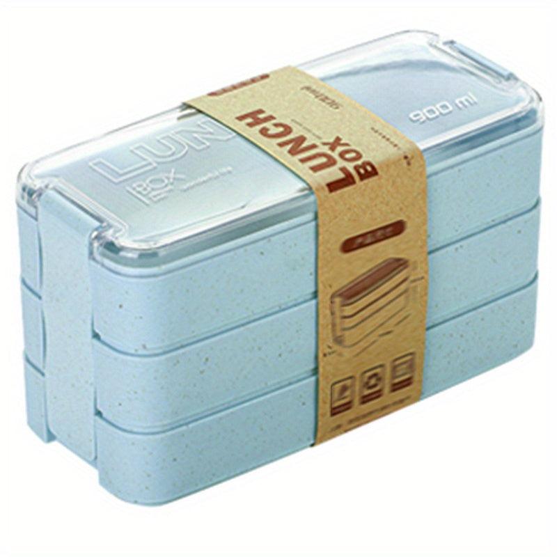 Three Tier Bento Box Lunch Box with Cutlery Square Lunch Box