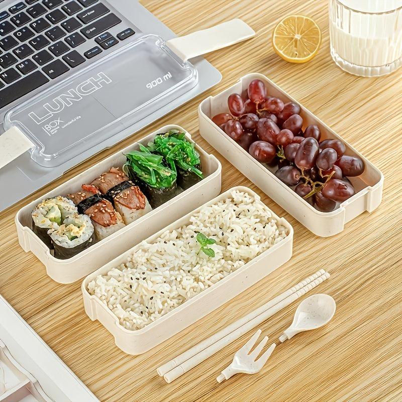 Three Tier Bento Box Lunch Box with Cutlery Square Lunch Box
