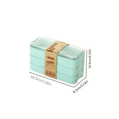 Leakproof Three Tier Bento Box with Cutlery - Perfect for Students Adults