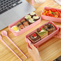 Leakproof Three Tier Bento Box with Cutlery - Perfect for Students Adults