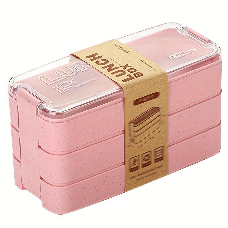 Leakproof Three Tier Bento Box with Cutlery - Perfect for Students Adults