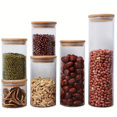 Glass Storage Jar Airtight Bamboo Lid