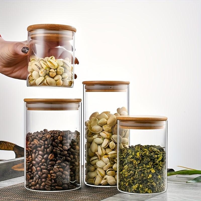 Glass Storage Jar Airtight Bamboo Lid