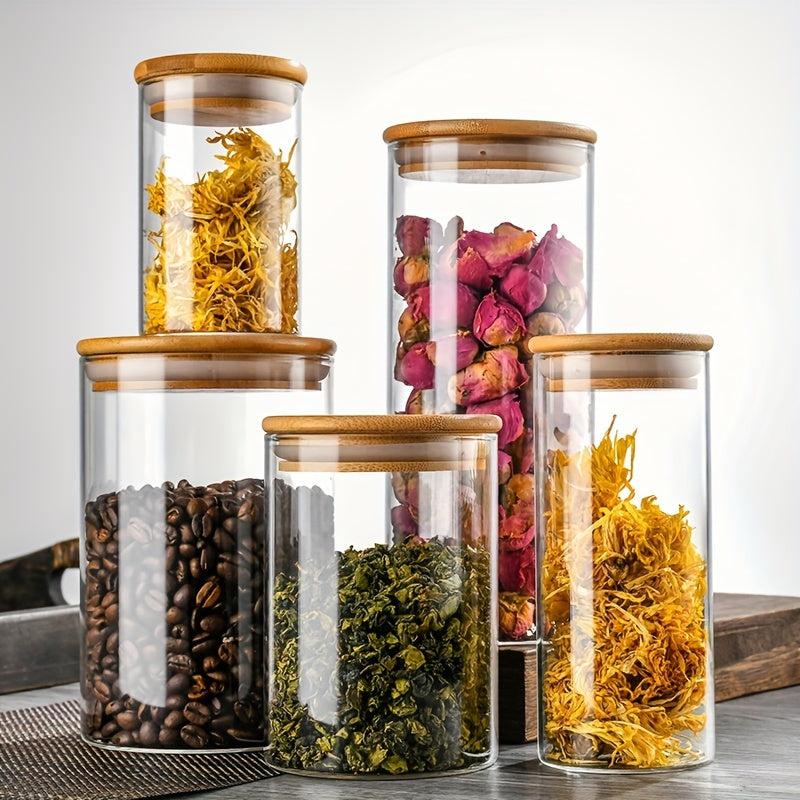 Glass Storage Jar Airtight Bamboo Lid