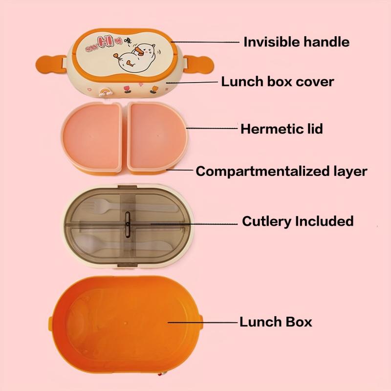 Cartoon Lunch Box Leakproof Insulated Cooler 1600ml