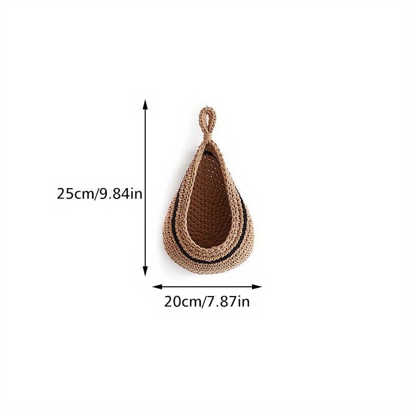 Bohemian Style Woven Basket Teardrop Shape for Kitchen Storage