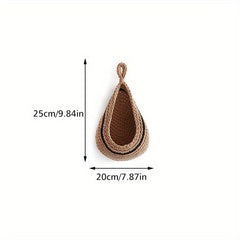 Bohemian Style Woven Basket Teardrop Shape for Kitchen Storage