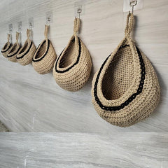 Bohemian Style Woven Basket Teardrop Shape for Kitchen Storage