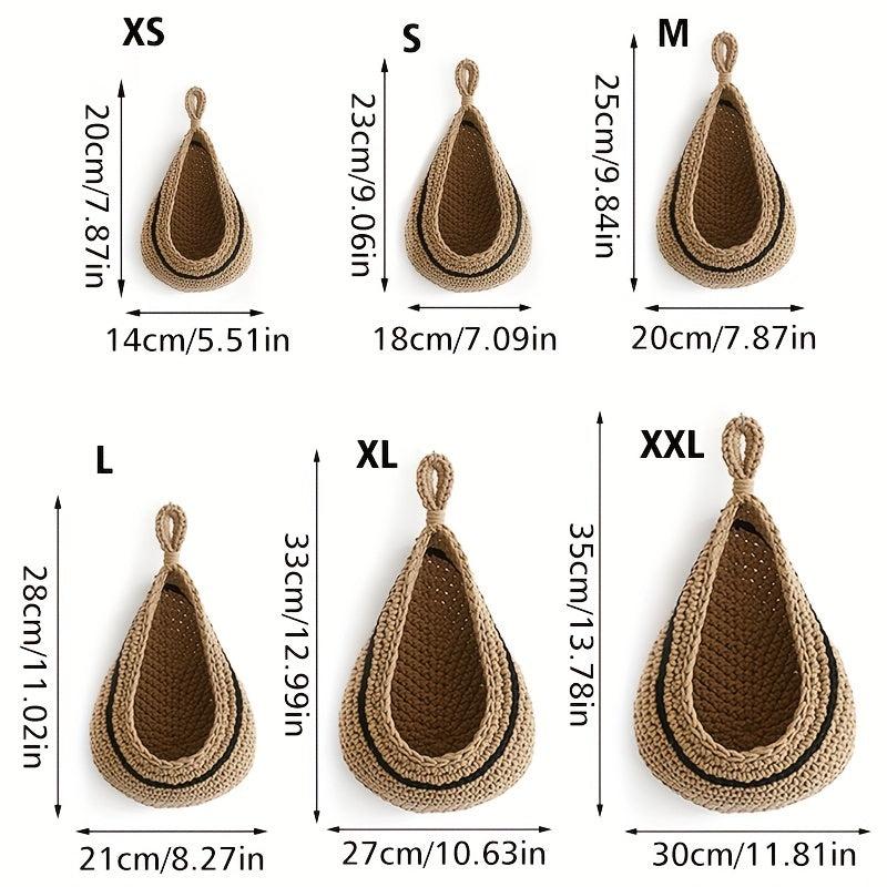 Bohemian Style Woven Basket Teardrop Shape for Kitchen Storage