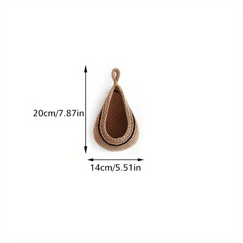 Bohemian Style Woven Basket Teardrop Shape for Kitchen Storage