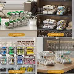 Telescopic Beverage Storage Box Automatic Filling Double layer Can Storage Rack
