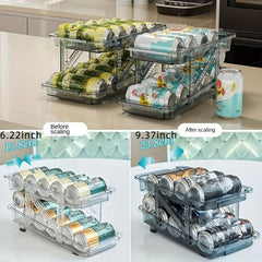 Telescopic Beverage Storage Box Automatic Filling Double layer Can Storage Rack