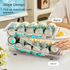Telescopic Beverage Storage Box Automatic Filling Double layer Can Storage Rack
