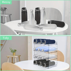 4pcs Cup Organizer for Cabinet & Fridge Clear Plastic Storage Holder
