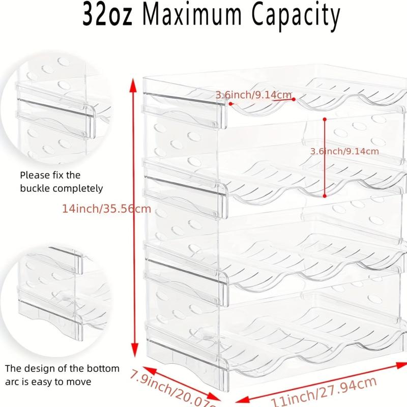 4pcs Cup Organizer for Cabinet & Fridge Clear Plastic Storage Holder