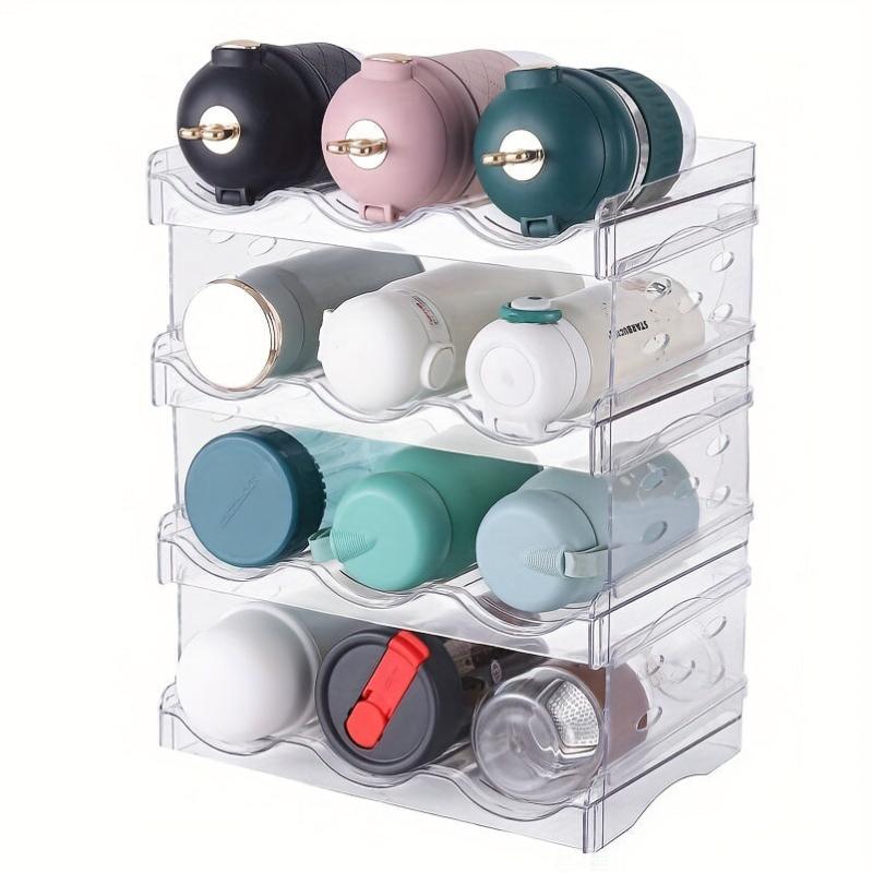 4pcs Cup Organizer for Cabinet & Fridge Clear Plastic Storage Holder
