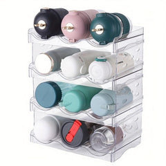 4pcs Cup Organizer for Cabinet & Fridge Clear Plastic Storage Holder