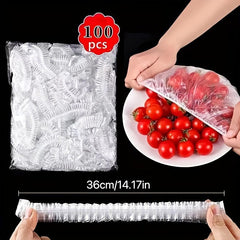 100pcs Disposable Food Cover Elastic Food Dust Covers Reusable