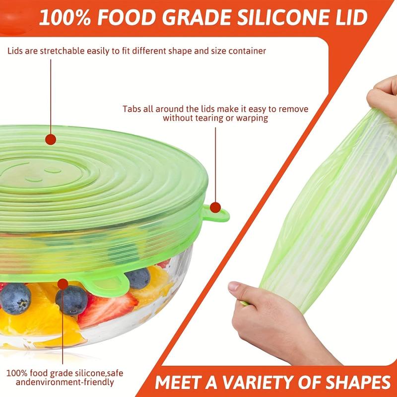 Silicone Stretch Lids Food Bowl Covers Reusable Fresh keeping Co