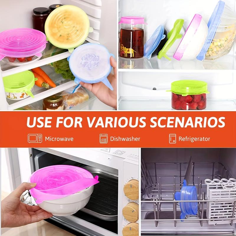 Silicone Stretch Lids Food Bowl Covers Reusable Fresh keeping Co