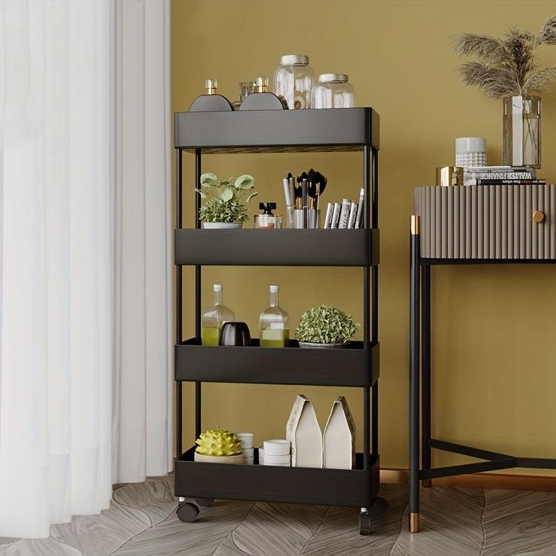 1pc Kitchen Rack with Wheel Household Floor Storage Rack Kitchen Cart