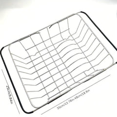 Adjustable Dish Drainer Over Sink Stainless Steel Colander