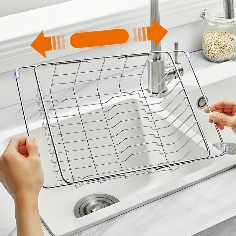 Adjustable Dish Drainer Over Sink Stainless Steel Colander