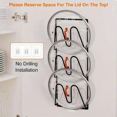 Pot Lid Organizer Kitchen Storage Rack No Drilling Wall Door Mounted