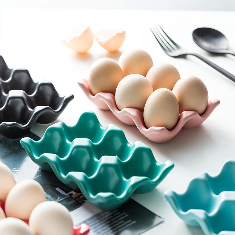6-grid Ceramic Egg Holder Shockproof Food Storage Box