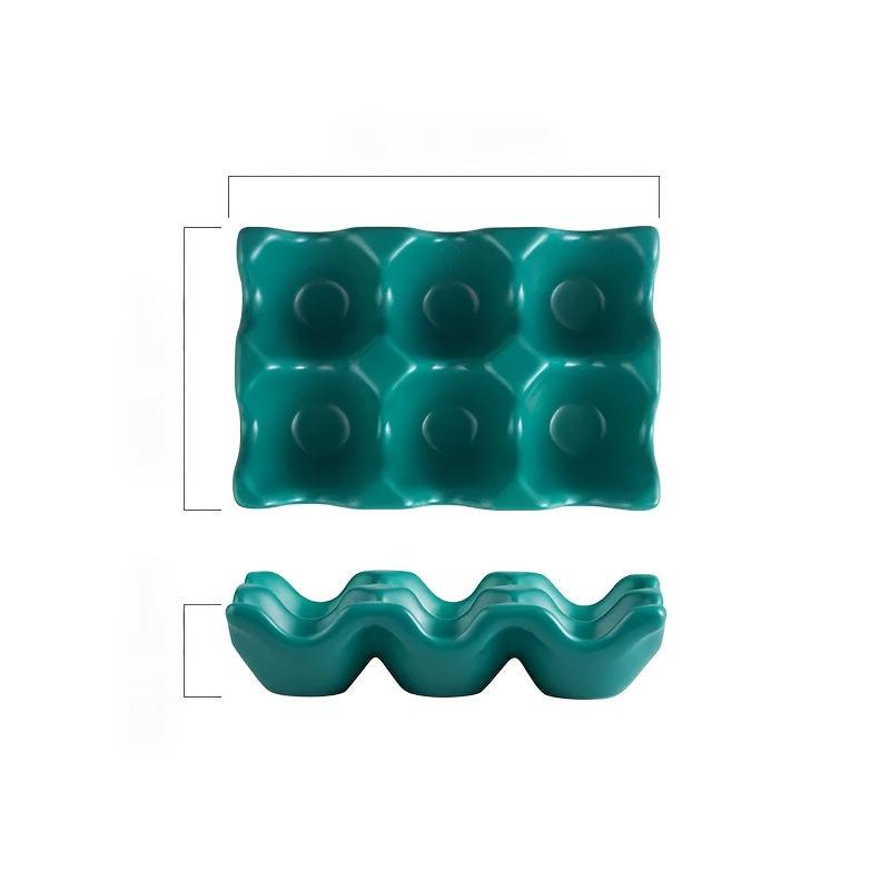 6-grid Ceramic Egg Holder Shockproof Food Storage Box