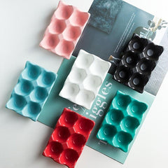 6-grid Ceramic Egg Holder Shockproof Food Storage Box