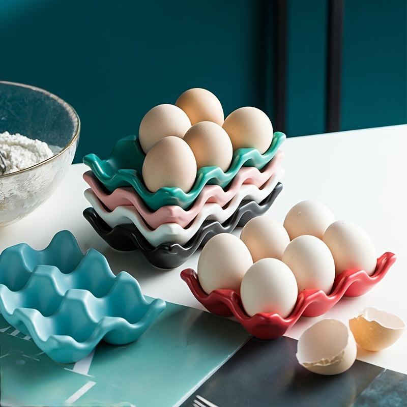 6-grid Ceramic Egg Holder Shockproof Food Storage Box