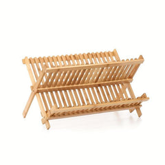 Bamboo Folding Dish Rack, 20 Grids, Kitchen & Restaurant Storage