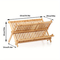 Bamboo Folding Dish Rack, 20 Grids, Kitchen & Restaurant Storage