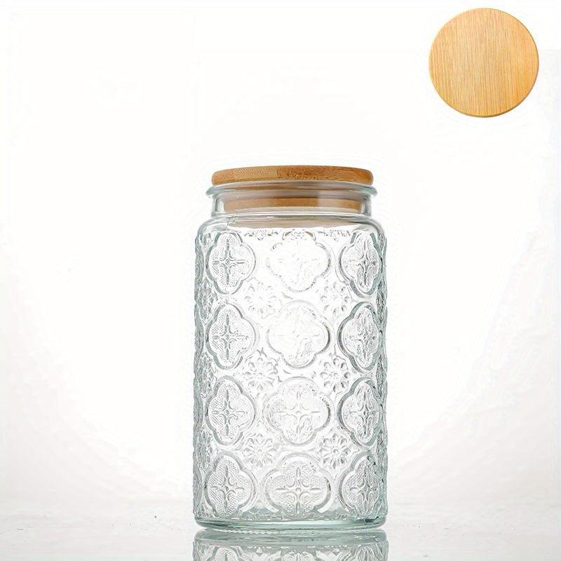 1000ml Vintage Glass Storage Jar with Airtight Wooden Lid